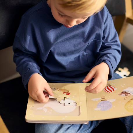 Livre puzzle, 4 puzzles de 9 pièces Bleu, marron, blanc 3 - vertbaudet enfant 