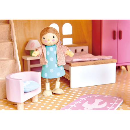 Chambre à coucher pour maison de poupée Rose, blanc, beige 2 - vertbaudet enfant 