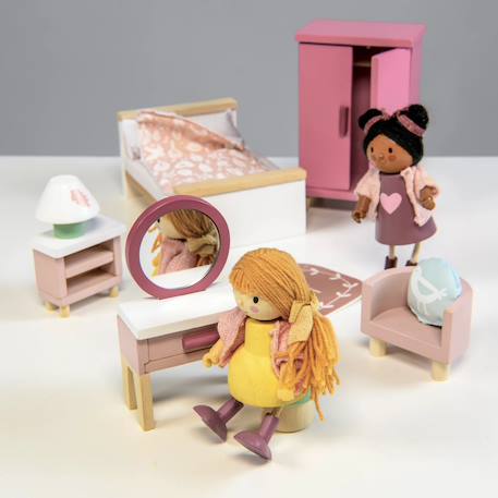 Chambre à coucher pour maison de poupée Rose, blanc, beige 5 - vertbaudet enfant 