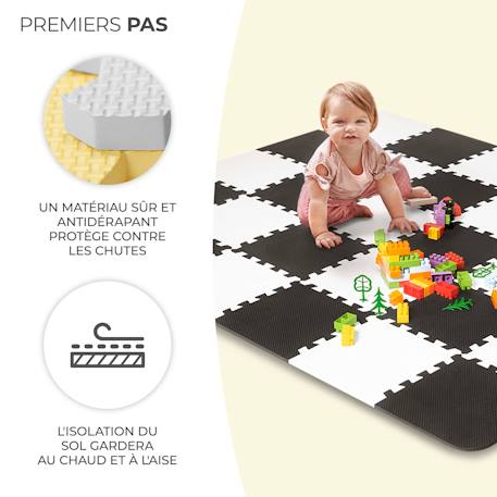 Tapis de jeu puzzle pour enfants - mousse douce et antidérapante Jaune+Noir 3 - vertbaudet enfant 