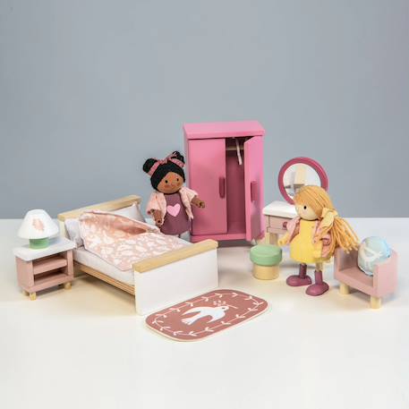 Chambre à coucher pour maison de poupée Rose, blanc, beige 4 - vertbaudet enfant 