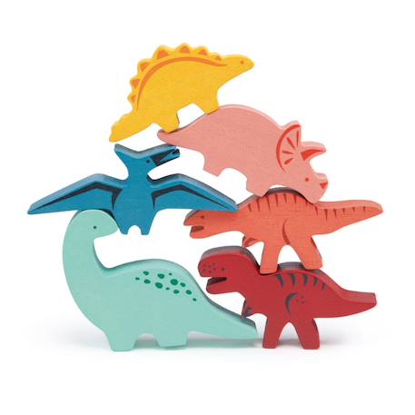Jeu d’empilage dinosaures en bois – 6 figurines avec sac de rangement Multicolor 2 - vertbaudet enfant 