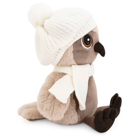 Peluche hibou avec bonnet blanc et écharpe 20 cm Marron 2 - vertbaudet enfant 