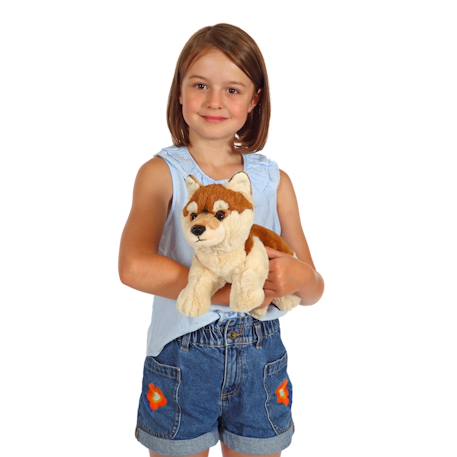 Peluche loup allongé marron & beige - 25 cm Marron 3 - vertbaudet enfant 
