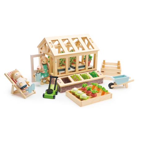 Ensemble de serre et jardin en bois pour maison de poupée Multicolor 1 - vertbaudet enfant 