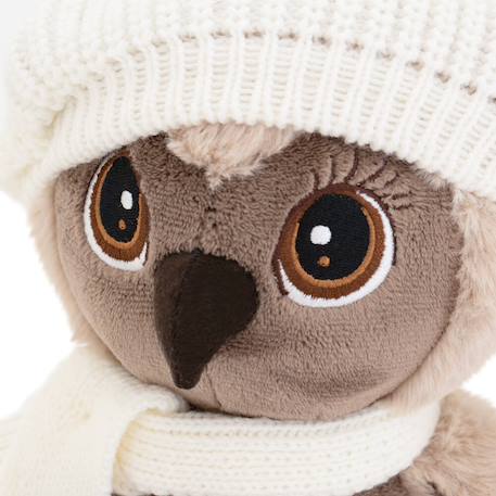 Peluche hibou avec bonnet blanc et écharpe 20 cm Marron 4 - vertbaudet enfant 