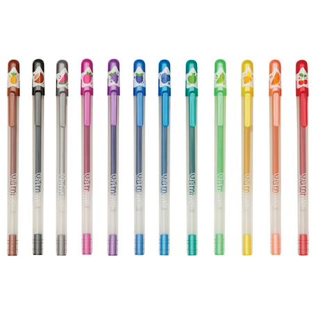 Stylos gel pailletés et parfumés Yummy – Set de 12 couleurs fruitées Multicolor 2 - vertbaudet enfant 