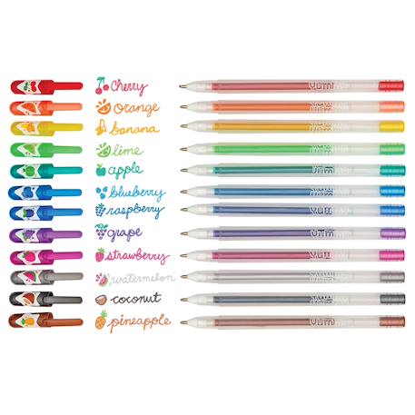 Stylos gel pailletés et parfumés Yummy – Set de 12 couleurs fruitées Multicolor 1 - vertbaudet enfant 