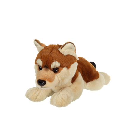 Peluche loup allongé marron & beige - 25 cm Marron 1 - vertbaudet enfant 