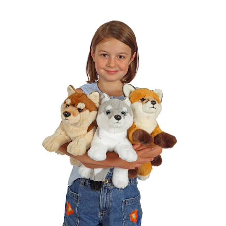 Peluche loup allongé marron & beige - 25 cm Marron 4 - vertbaudet enfant 
