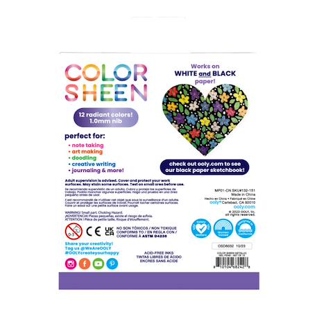 Stylos gel métalliques – Set de 12 couleurs brillantes pour papier clair ou foncé Multicolor 5 - vertbaudet enfant 