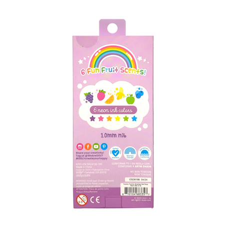 Stylos gel néon parfumés aux fruits – Set de 6 couleurs Multicolor 6 - vertbaudet enfant 