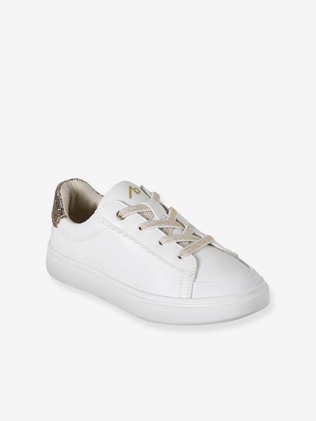 Baskets fille synthetique à lacets élastiqués blanc imprimé 2 - vertbaudet enfant 