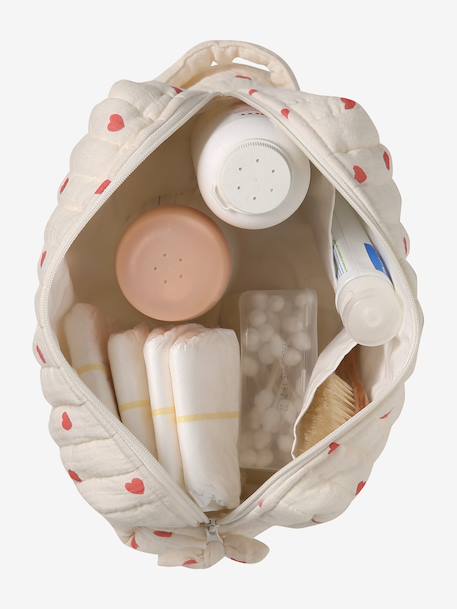 Trousse toilette Mama gaze coton beige imprimé+Mon coeur+Nuages 11 - vertbaudet enfant 