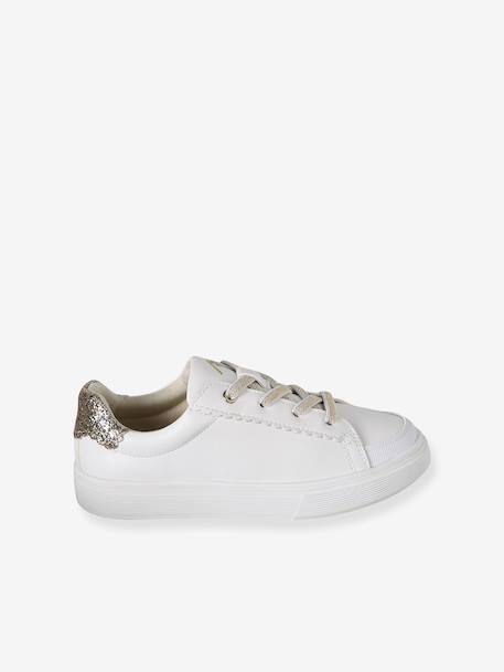 Baskets fille synthetique à lacets élastiqués blanc imprimé 3 - vertbaudet enfant 