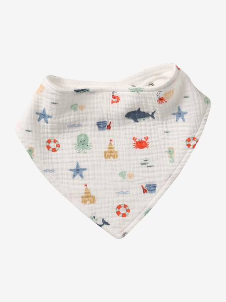 Lot 3 bavoirs bandanas en gaze de coton Bord de mer+Broceliande+Dans les bois+Hanoi+Hérisson+Hygge+lot renard+Mon coeur+Tanzanie 3 - vertbaudet enfant 
