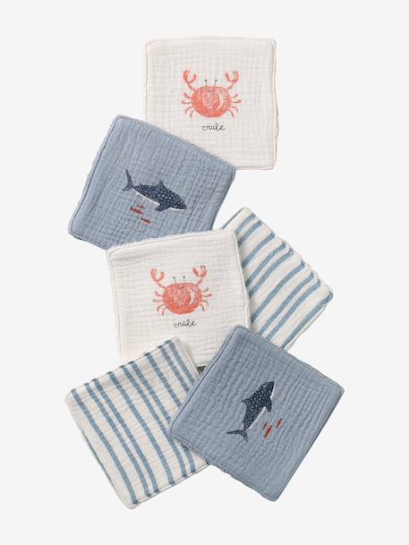 Lot de 6 lingettes lavables Bord de mer+Nuages 1 - vertbaudet enfant 