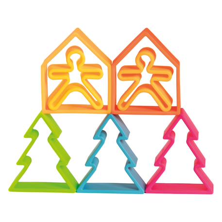 Coffret de jeu libre 9 pièces – Enfants, maisons et arbres néon Multicolore 5 - vertbaudet enfant 