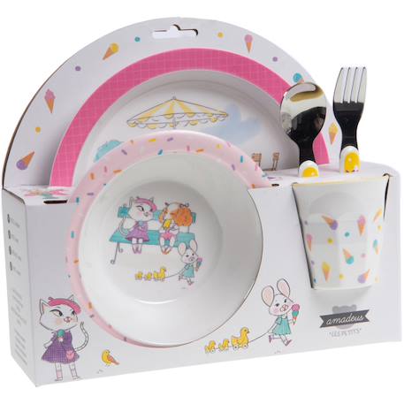 Coffret repas Rose, blanc, jaune 2 - vertbaudet enfant 