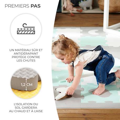 Tapis en mousse 2 en 1 - tapis puzzle pour bébé Jaune+Menthe 3 - vertbaudet enfant 