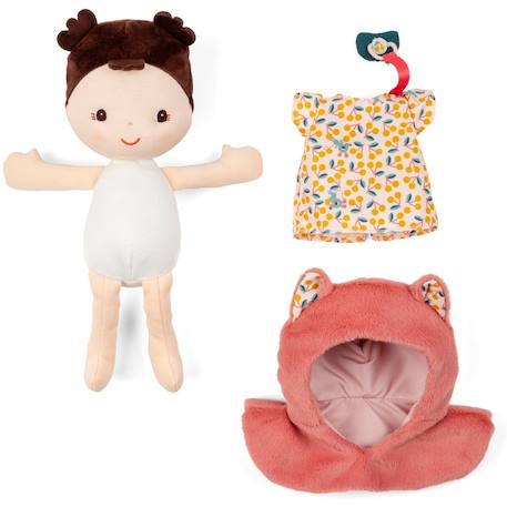 Poupée jeanne et son porte bébé Rose, bleu, jaune 4 - vertbaudet enfant 