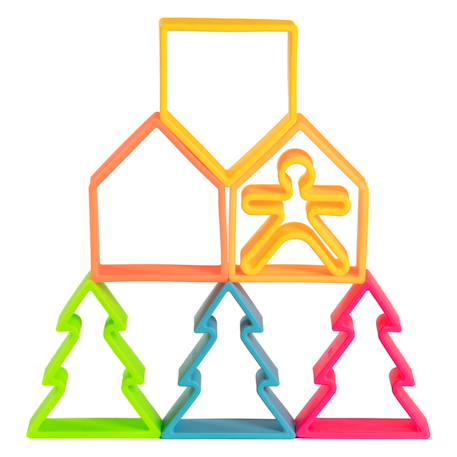 Coffret de jeu libre 9 pièces – Enfants, maisons et arbres néon Multicolore 3 - vertbaudet enfant 