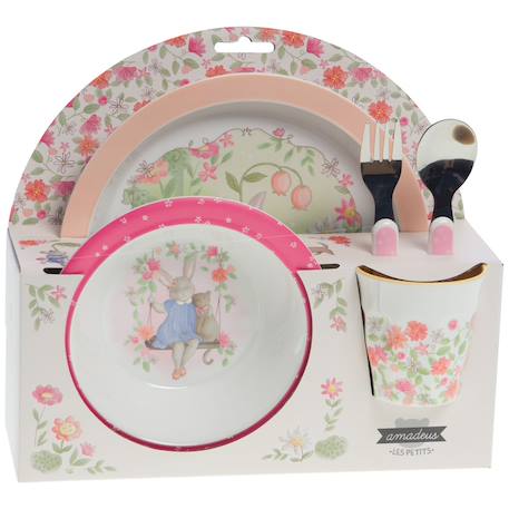 Coffret repas ombeline (5 pièces) Rose, bleu 3 - vertbaudet enfant 