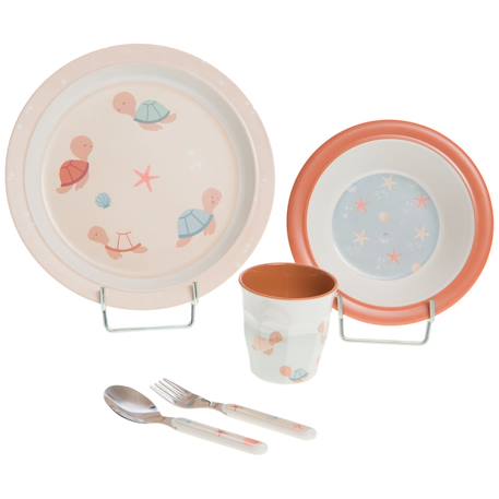 Coffret repas lulu la tortue (5 pièces) Rose, bleu 1 - vertbaudet enfant 