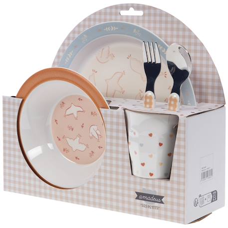Coffret repas birdy (5 pièces) Marron, beige 3 - vertbaudet enfant 