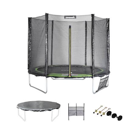 Trampoline 250 cm – galaxie avec filet de protection, bâche, filet pour chaussures, kit d’ancrage Gris+Vert 7 - vertbaudet enfant 