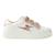 Baskets synthétique mini mahalia Blanc cassé+Blanc/rose 1 - vertbaudet enfant 
