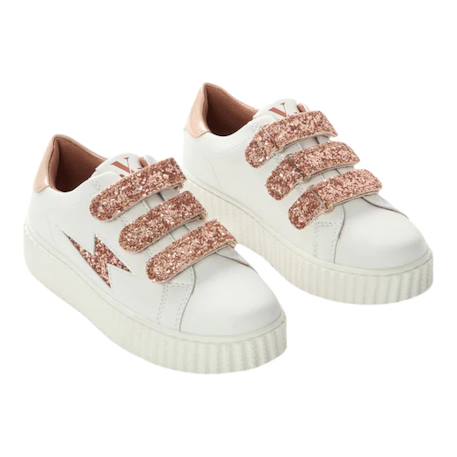 Baskets synthétique mini mahalia Blanc cassé+Blanc/rose 2 - vertbaudet enfant 