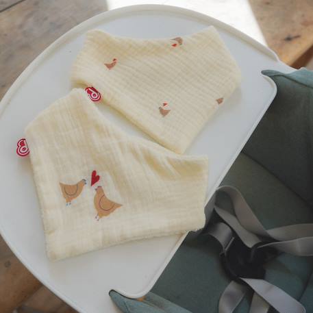 Lot 2 bavoirs bandanas love Beige 2 - vertbaudet enfant 