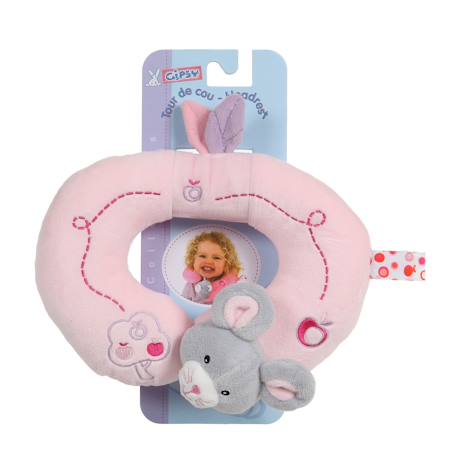 Peluche - tour de cou 'pomme' souris - 24 cm Rose 1 - vertbaudet enfant 