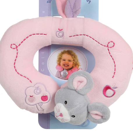 Peluche - tour de cou 'pomme' souris - 24 cm Rose 2 - vertbaudet enfant 