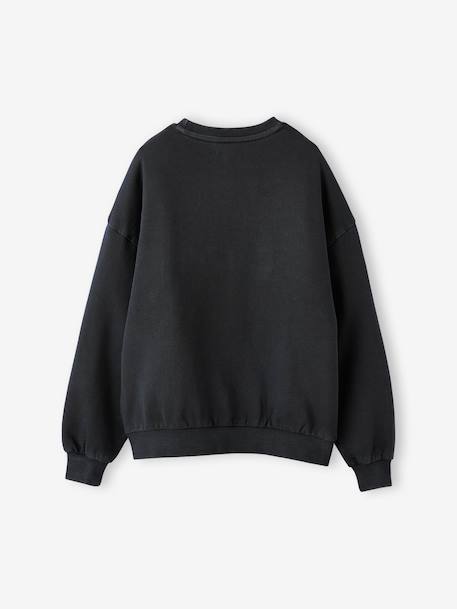 Sweat fille oversize inscription léopard anthracite 3 - vertbaudet enfant 