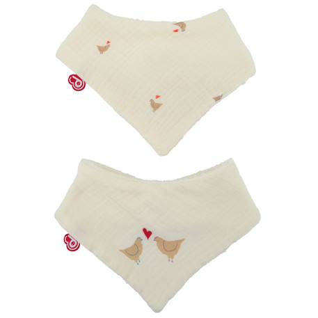 Lot 2 bavoirs bandanas love Beige 1 - vertbaudet enfant 