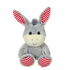 Jouet-Premier âge-Peluche - peluche les marinières - âne gris rayures rouges - 24 cm