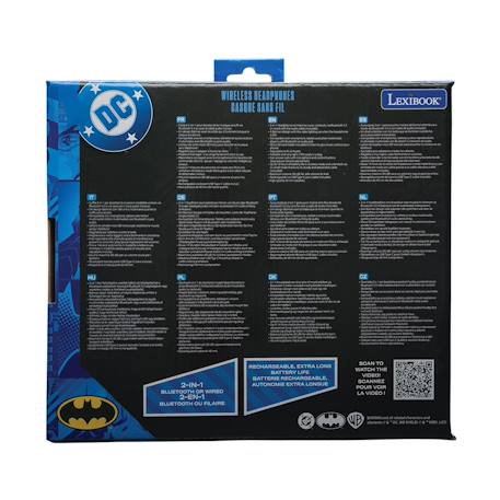 Casque 3D lumineux pliable bluetooth® et filaire Batman avec limitation du volume , Rechargeable, Micro Intégré, Lecteur Carte SD Noir 5 - vertbaudet enfant 