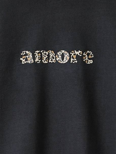 Sweat fille oversize inscription léopard anthracite 4 - vertbaudet enfant 