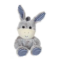 Jouet-Peluche - peluche les marinières - âne gris rayures bleues - 24 cm