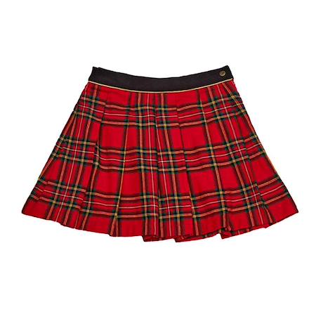 Ensemble   jupe plissée tartan   & col roulé Rouge beige 4 - vertbaudet enfant 