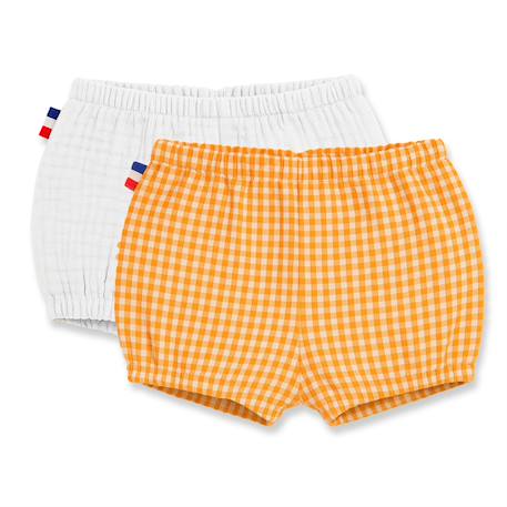 Bloomers en coton bio honey et vert Blanc et vichy+Rose et fraise+Vert et honey 1 - vertbaudet enfant 