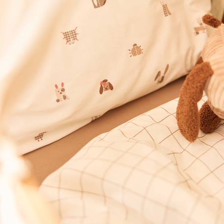 Housse de couette + taie d'oreiller animal friends (100 x 140 cm) Ecru, beige, marron 5 - vertbaudet enfant 