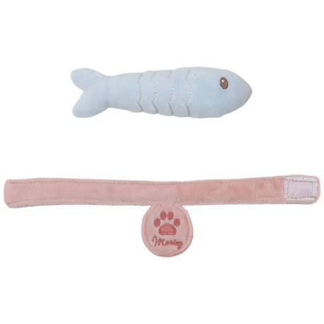 Peluche chat dans sac de transport fleuri Rose, bleu, marron 3 - vertbaudet enfant 