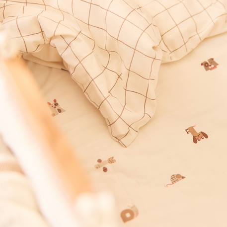 Housse de couette + taie d'oreiller animal friends (100 x 140 cm) Ecru, beige, marron 4 - vertbaudet enfant 