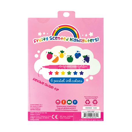 Set de 6 surligneurs parfumés aux fruits – Couleurs pastel et pointe flexible Multicolor 5 - vertbaudet enfant 