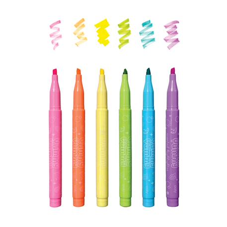 Set de 6 surligneurs parfumés aux fruits – Couleurs pastel et pointe flexible Multicolor 1 - vertbaudet enfant 