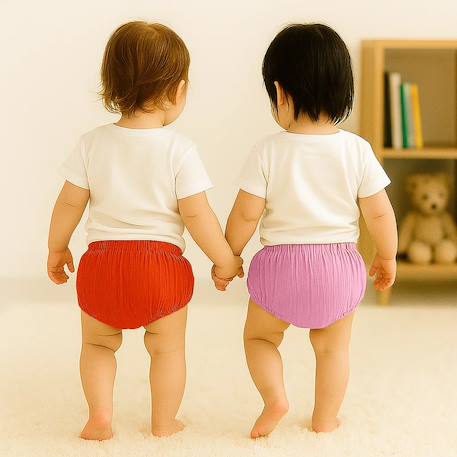 Bloomers en coton bio honey et vert Blanc et vichy+Rose et fraise+Vert et honey 11 - vertbaudet enfant 