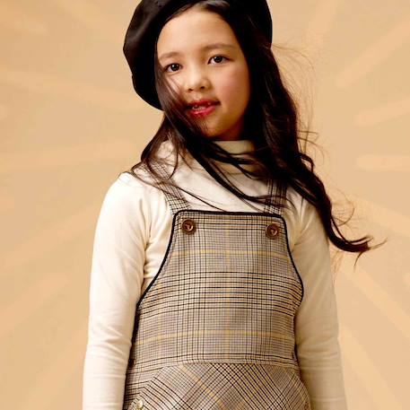 Robe salopette  hiver à carreaux tartan   lola Marron vert foncé 6 - vertbaudet enfant 